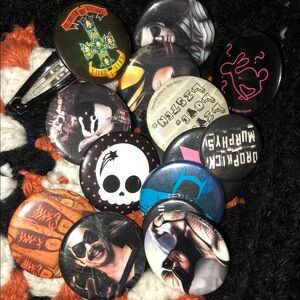 Assorted Graphic Pins Collection